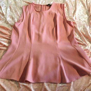 Ann Taylor Pink Sleeveless Tunic Top Zipper Opening Flared Hem Ladies Sz 6